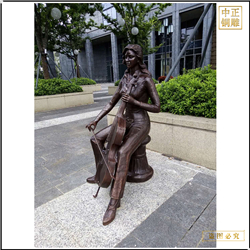 美女拉大提琴雕塑鑄造 美女拉大提琴雕塑鑄造