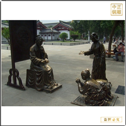 步行街古代人物磕頭銅雕塑 步行街古代人物磕頭銅雕塑
